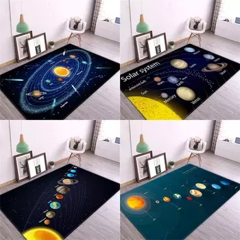 Коврик Космос Планета Ковер Мальчик Спальня Нескользящий Коврик Ванная Комната Домашний Декор Игра Ползающий Напольный Коврик 40x60cm