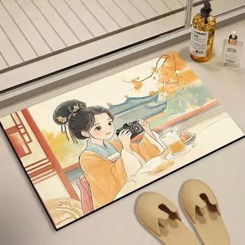 Коврик Коврик для прихожей Нескользящий коврик Коврик для прихожей Дверь для спальни Купание Осень Ванная комната Впитывающий коврик Туалет 40 * 60CM Diatom Mud