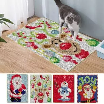 Коврик крючком своими руками набор для веселого отдыха в рождественском стиле предварительно напечатанная основа ковер ручной работы крючком синий