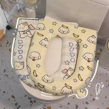 Коврик на сиденье для унитаза, мягкий прочный чехол на сиденье для унитаза с мультяшным рисунком, водонепроницаемая подушка на сиденье для унитаза, аксессуар для ванной комнаты