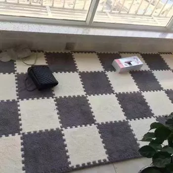 Коврик-пазл из толстого бархатного поролона для спальни - полное покрытие для прикроватной тумбочки и эркера 30x30cm серый/фиолетовый