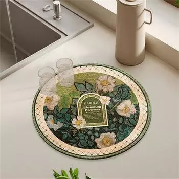 Коврик под чашку, обеденный стол, взрывной диаметр 16 см, диатомовая грязь, украшение стола, салфетки, противоожоговые, круглые, нескользящие, резиновые, нижние накладки diameter 16CM