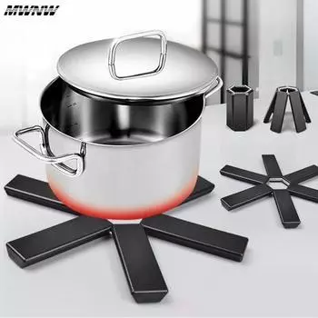 Коврик под кастрюлю Подставка под тарелку Складная теплоизоляция Высокотемпературные кастрюли и сковородки Кухонные гаджеты 19cm