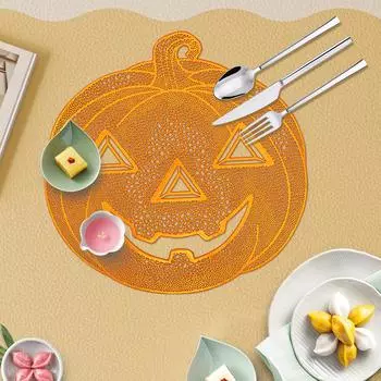 Коврик под тарелку на Хэллоуин, термостойкий, водонепроницаемый, изоляционный, легко моется One Size оранжевый