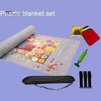 Коврик-рулон для пазлов Большая вместимость Складная конструкция Износостойкий коврик-пазл Saver с набором фиксирующих ремней чёрный