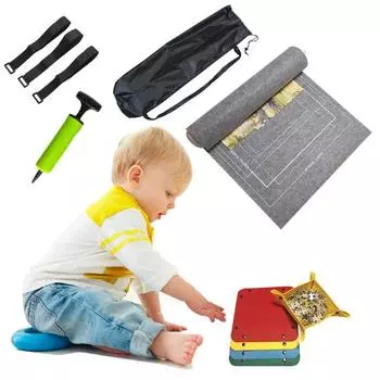 Коврик-рулон для пазлов Большая вместимость Складная конструкция Износостойкий коврик-пазл Saver с набором фиксирующих ремней чёрный