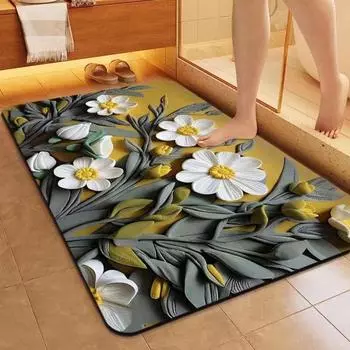 Коврик с диатомовой грязью и цветочным принтом, суперабсорбирующий коврик для унитаза, абсорбирующий коврик, напольный коврик для кухни Style B