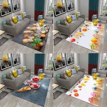 Коврик с фруктами для спальни, напольный ковер с десертом и едой, декоративный коврик для гостиной, дверной коврик, коврик для йоги, красочный ковер с узором мороженого 40x60cm