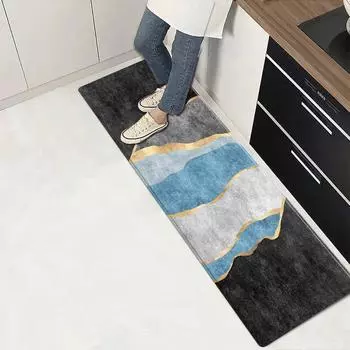 Коврик с геометрическим рисунком для кухонного пола, мягкий впитывающий, нескользящий, моющийся коврик для ванной, коврик для прихожей из пены с эффектом памяти, современный простой 40x60cm 1pcs