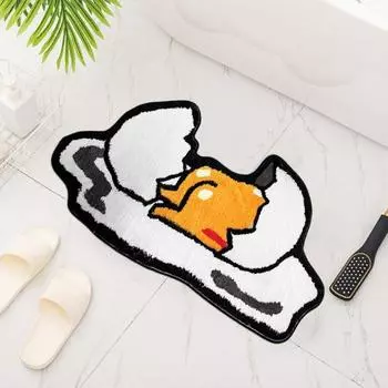 Коврик с изображением мультяшного яйца, роскошный комфорт, имитация кашемира, 3 размера, нескользящий, впитывающий, входной коврик, домашний декор, забавный напольный коврик с акцентом S