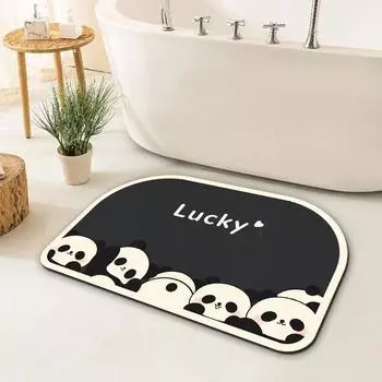 Коврик с изображением панды из диатомовой грязи для ванной комнаты, нескользящий, впитывающий воду, напольный коврик, коврик для входной двери 40*60cm