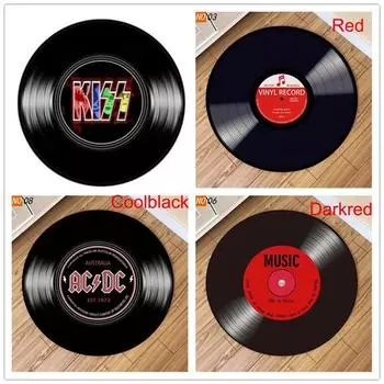 Коврик с музыкальным кругом, виниловый ковер для пластинок для гостиной, мягкий круглый напольный коврик с принтом, коврик для спальни, круглый коврик 40