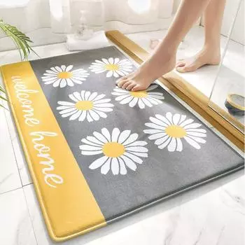 Коврик с принтом ромашки, домашний коврик для ванной, нескользящий абсорбирующий ковер для ванной комнаты, мягкий коврик из пены с эффектом памяти, декор для кухни и туалета, моющийся коврик 40x60cm