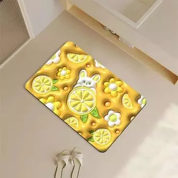 Коврик с тиснением в виде цветка и мультфильма 3D 3D впитывающий быстросохнущий бархатный коврик для ванной комнаты с нескользящими ножками для туалета 40 * 60cm diatom mud