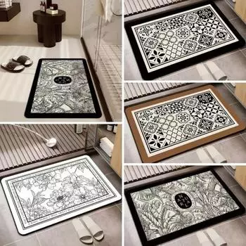Коврик с винтажным принтом Diatom Mud Super Absorbent Anti Slip Rug Floor Input Carpet Home Living Room Bathroom Decorative Door Mats 30x40Diatomud