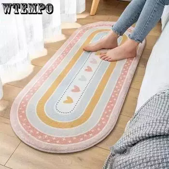 Коврик у кровати в спальне, утолщенный напольный коврик, простые линии, длинный противоскользящий коврик для ног, напольный коврик 40x60cm