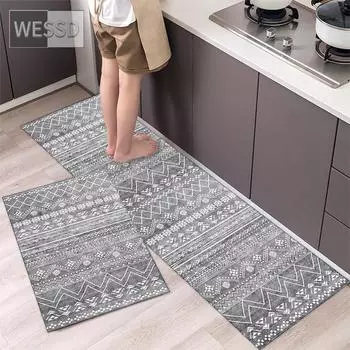 Коврик в марокканском стиле для кухонного пола, нескользящие моющиеся кухонные коврики, набор из 2 предметов, напольный коврик с богемным геометрическим принтом для ванной комнаты 40x60cm+40x120cm