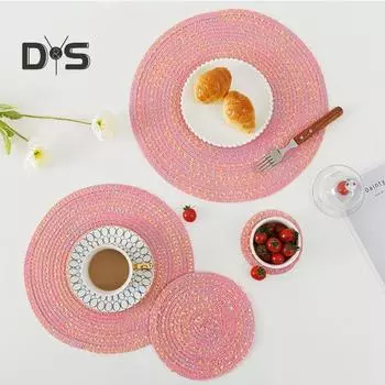 Коврик в скандинавском стиле, противоожоговая хлопковая пряжа, домашний тканый защитный коврик для стола, кухонные принадлежности 11cm синий