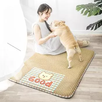 Коврик в виде милого медведя, охлаждающий летний коврик для собак на четыре сезона, спальный коврик с будкой, принадлежности для кошек и домашних животных S
