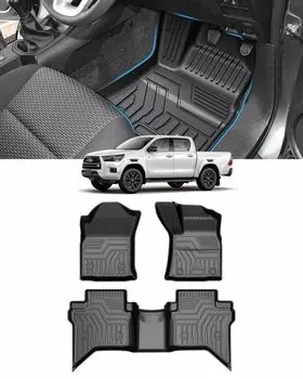 Коврики Cartist для автомобилей Hilux последней модели Коврики для автомобилей AT 3D Floor HILUX Minor Август 2020 года 3D Second Stain TPE Custom Специально разработанные для автомобиля чёрный