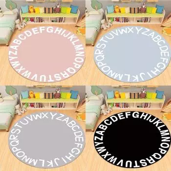 Коврики для детской комнаты ABC, нескользящие, моющиеся, круглые, для спальни, круглый коврик, напольный коврик для детей, подарок для класса для малышей 40X40cm-16x16in