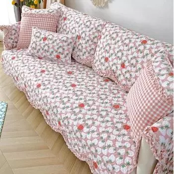 Коврики для дивана из хлопка с загнутыми краями в деревенском стиле, удобные, мягкие, нескользящие, многофункциональные, красочные чехлы для дивана в гостиной 70x70cm 1pcs