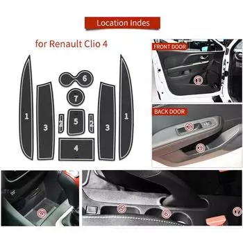 Коврики для дверных пазов для материала ПВХ Renault Clio 4 13-18 красный