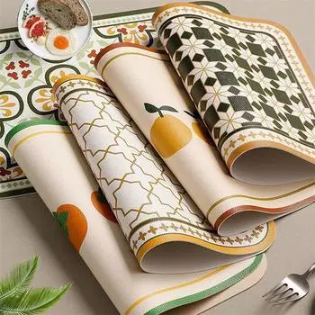 Коврики для еды из натуральной кожи с печатным рисунком, маслостойкие, водонепроницаемые, легкие, роскошные, коврики для обеденного стола, американский стиль, теплоизоляционная подставка для миски