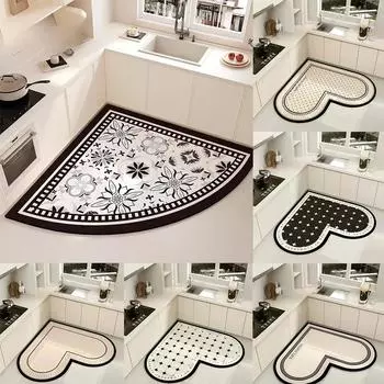 Коврики для кухни в форме сердца и веера, специальные коврики, впитывающие ветер, коврики для ног, которые можно мыть, не нужно мыть, нескользящие, с защитой от масла 40x40cm