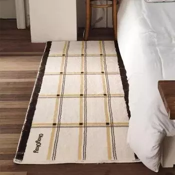 Коврики для ног в спальне, нескользящие, мягкие, пушистые, ковер, гостиная, ретро, темный клетчатый коврик, украшение интерьера для дома 50x80cm
