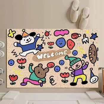 Коврики для приветствия мультяшной вечеринки, коврик для входной двери, противоскользящий ПВХ для входа, крыльца, прихожей, домашнего декора, пылеудаляющий ковер 40x60cm