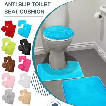 Коврики для ванной комнаты, контурные напольные коврики и покрытия для ванной комнаты с резиновой основой, комплект из 3 предметов, твердые One Size синий