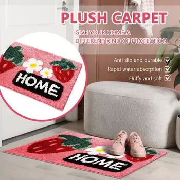 Коврики для ванной комнаты, милый коврик для ванной с цветком клубники, нескользящий напольный коврик для ванной, моющийся коврик для ванной, мягкий ковер из микрофибры для душа S красный