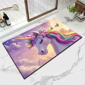 Коврики для ванной Rainbow Pony Коврики для входной двери в дом Нескользящие впитывающие коврики для ног Коврики для туалета 40 * 60CM Diatom Mud