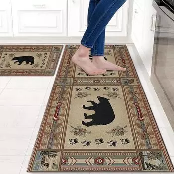 Коврики и коврики для кухни в фермерском стиле с изображением медведя на кухне Нескользящий коврик для кухни для раковины Коврик для прачечной 1PC-40X60cm-16x24in