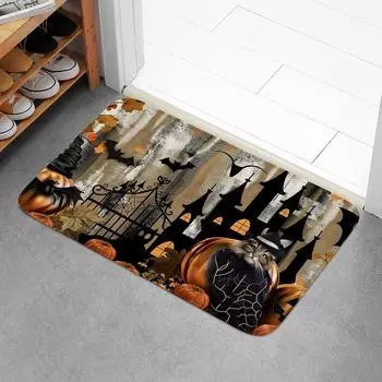 Коврики на Хэллоуин 2025 года, забавные тыквенные фонари, замковые ведьмы, метлы, ковры, скелеты, паутина, дверные коврики, декоративные коврики 43x74cm