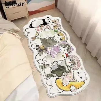 Ковры с изображением мультяшных кошек, модные ковры для детской комнаты, мягкие имитация кашемира, коврики для спальни, домашний декор 40x60cm