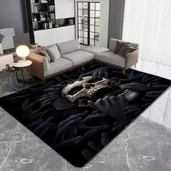 Ковры с принтом 3D-черепов для гостиной, декора, домашнего дивана, больших ковров, спальни, нескользящего моющегося журнального столика, напольного коврика 40X60cm-16x24in