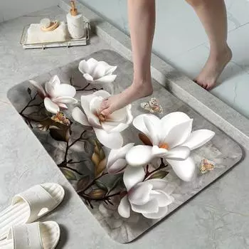 Ковры с принтом «Цветок магнолии» для ванной комнаты, противоскользящий коврик для ванной, коврик для спальни, коврик для ног, гостиная, украшение для дома, ковры 40x60cm 16x24inch