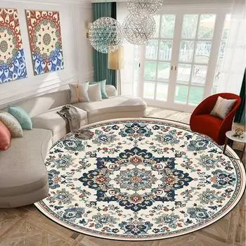 Ковры в стиле ретро в марокко для гостиной, дивана, домашнего декора, круглый ковер, большая площадь, гардеробная, коврики для гостиной, моющиеся, напольный коврик для спальни 60cm 23.62 in