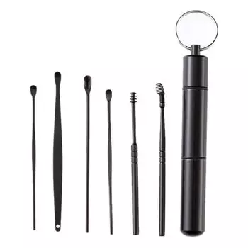 KOYOKOMA Ear cleaning set of case key ring ear stainless ear cleaning ear cleaning set 6, included, included, cleaning, compact, steel, portable, set,