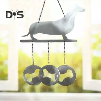 Коза Такса Металлический Колокольчик Ветра Устойчивый к атмосферным воздействиям Крытый Открытый Сад Патио Животное Окно Висячие Колокольчики Украшение Орнамент Подвеска Рождественские Подарки Dog