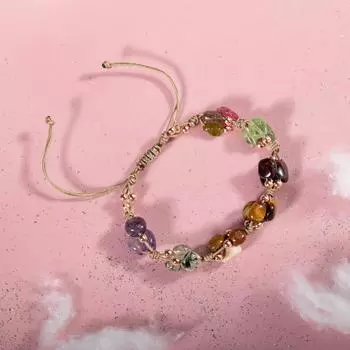 Козерог браслет Аметист, бордовый гранат гранат, яшма, тигровый глаз, кунцит, пренит, цветной турмалин