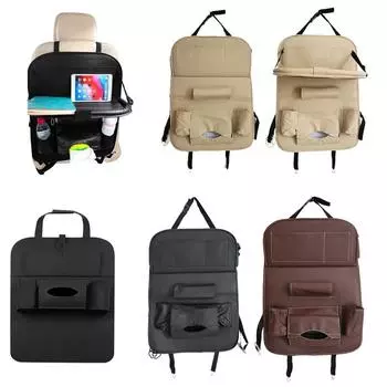 Кожа PU на заднем сиденье автомобиля с несколькими карманами, органайзер для хранения, аккуратная сумка A-Black