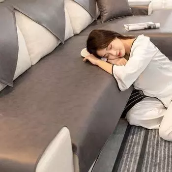 Кожаная антипригарная меховая подушка для дивана, универсальный водонепроницаемый и устойчивый к кошачьим царапинам чехол для дивана из технической ткани для всех сезонов 70*70cm