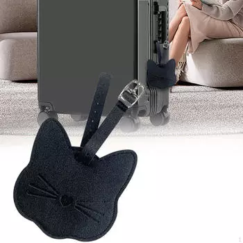 Кожаная багажная бирка для посадки на борт для женщин и мужчин, модная мультяшная сумка-кошелек с подвеской для путешествий чёрный