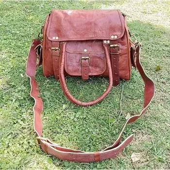 Кожаная большая сумка, сумка для повседневного использования, сумка для ноутбука, студенческая сумка через плечо коричневый
