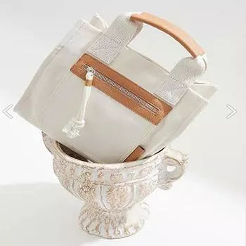 Кожаная Большая Сумка-Тоут Бежевая