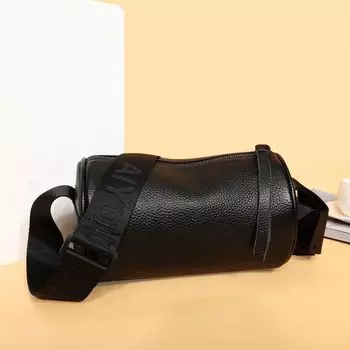 Кожаная цилиндрическая сумка женская модная чистая воловья кожа мягкая кожаная сумка через плечо первый слой воловья кожаная подушка сумка чёрный