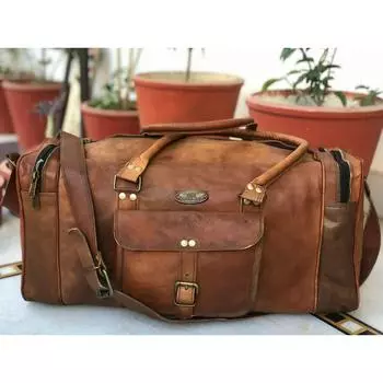Кожаная дорожная дорожная мужская дорожная сумка для спортзала, подлинная мужская винтажная дорожная сумка на ночь 30 in коричневый
